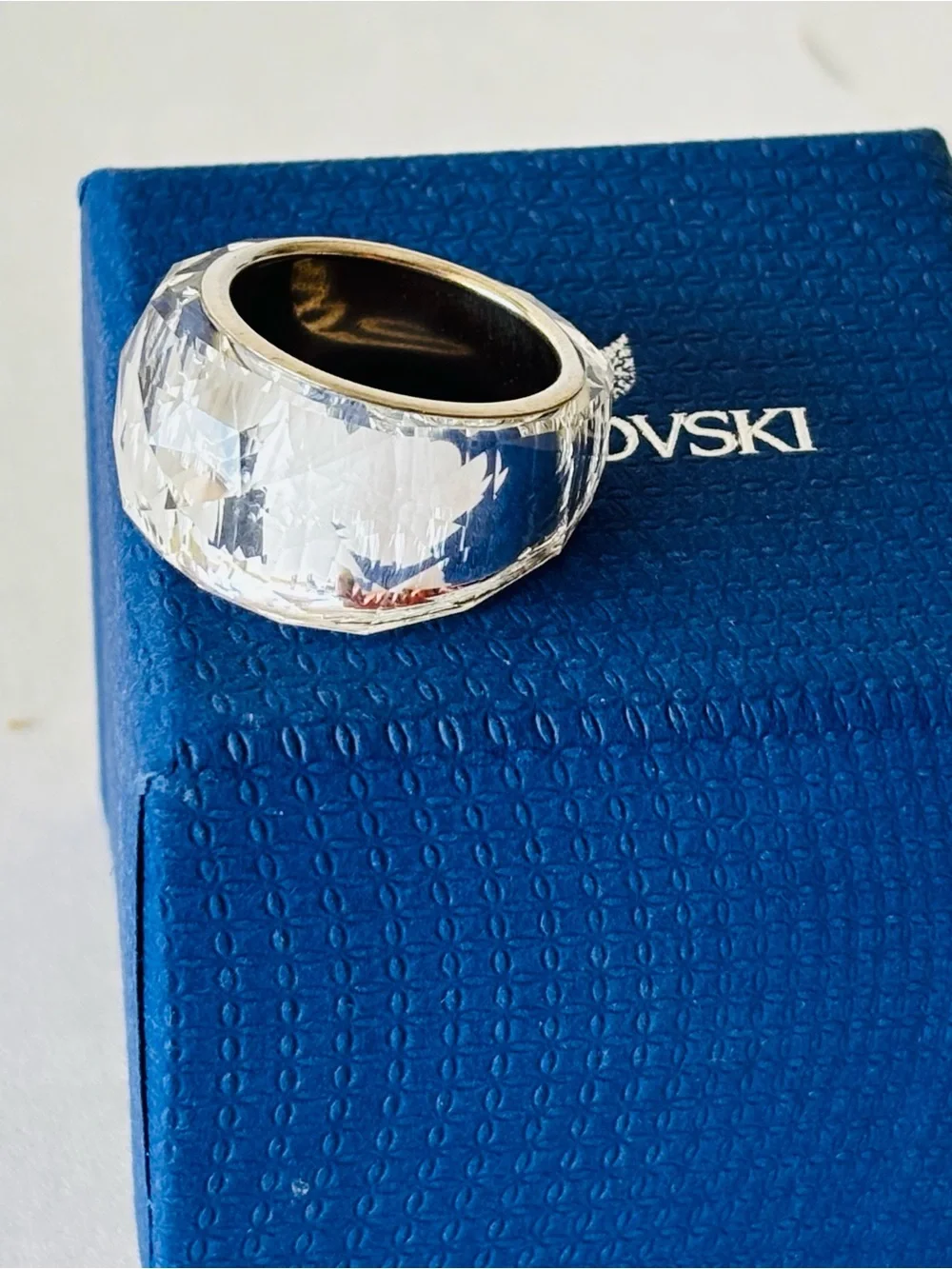 Swarovski Crystal Wide Faceted Ring - Clear